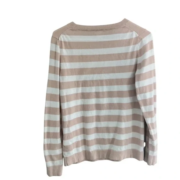 J Crew Women Striped Dog Graphic Sweater Pink White Long Sleeve Crew Neck Size S - Picture 2 of 10